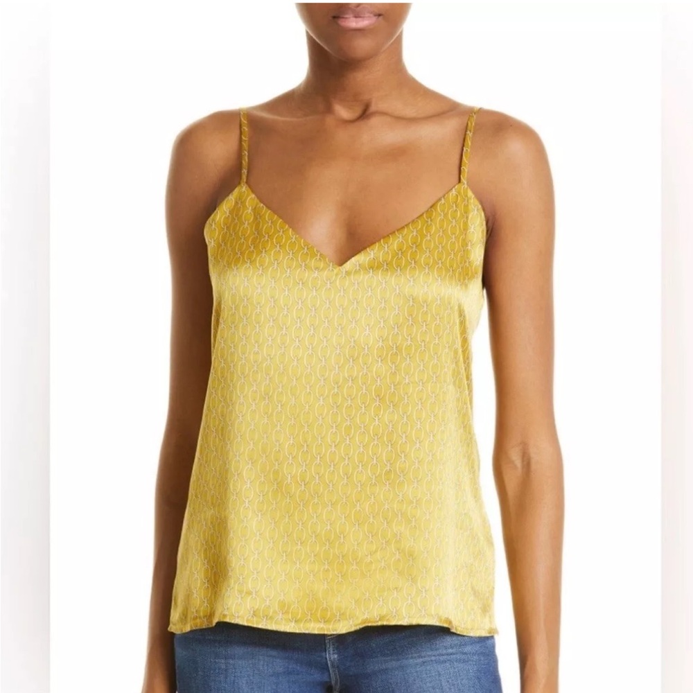 L'AGENCE Jane Chain Print‎ 100% Silk Camisole Goldchamp Womens Tank Large NEW